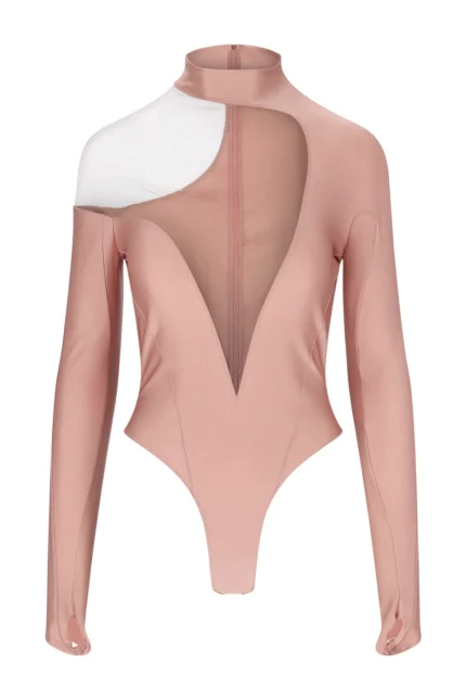 Mugler Asymmetric Cutout Bodysuit