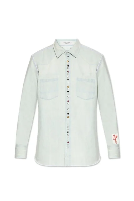 Golden Goose Deluxe Brand Logo-Patch Distressed Shirt