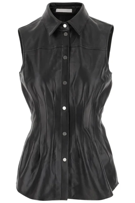 Helmut Lang Leather Waisted Dart Shirt