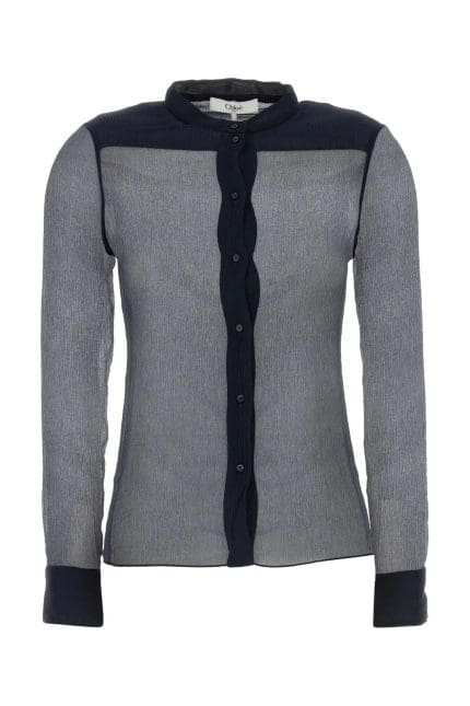 Chloé Sheer Button-Up Blouse