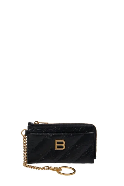 Balenciaga Logo Plaque Zipped Cardholder
