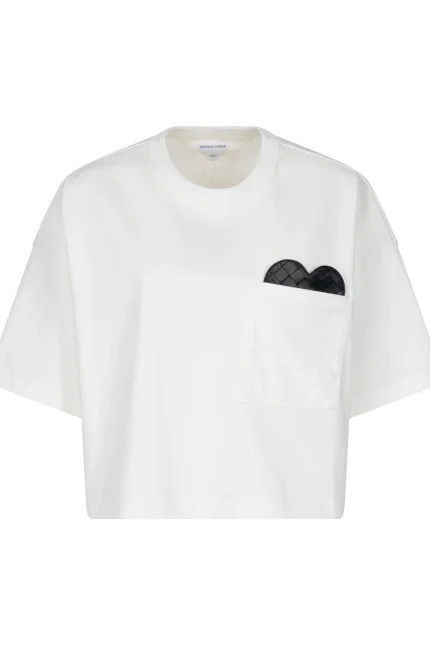 Bottega Veneta Heart Detailed Cropped T-Shirt