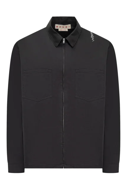 Marni Logo Embroidered Zipped Shirt