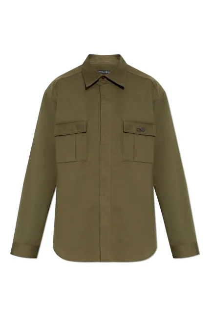 Dolce & Gabbana Logo Plaque Curved Hem Shirt