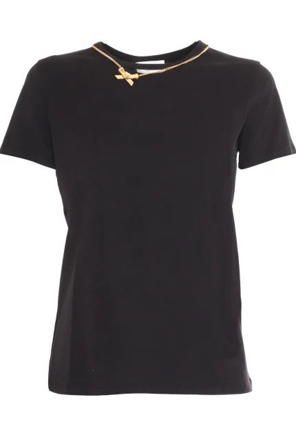 Elisabetta Franchi Bow Necklace Jersey T-Shirt
