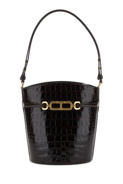 Tom Ford Shiny Embossed Medium Bucket Bag