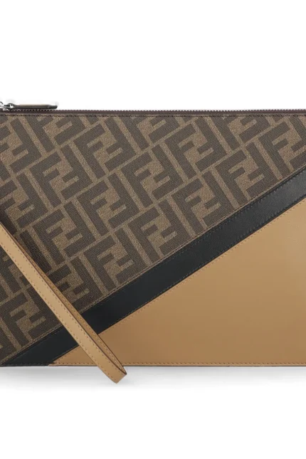 Fendi Logo-Detailed Diagonal Zipped Pouch