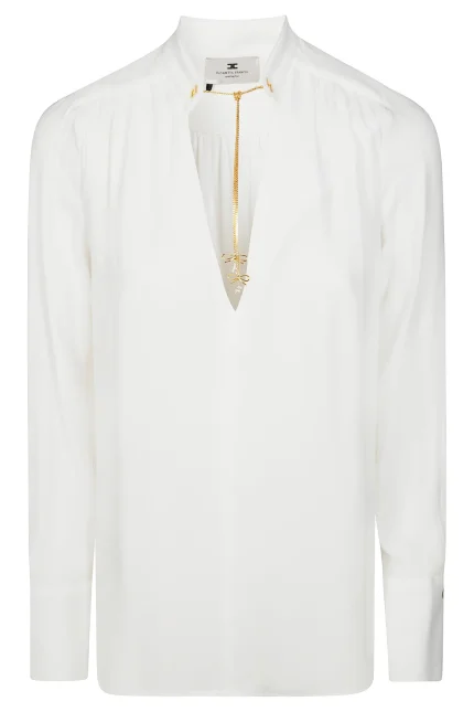 Elisabetta Franchi V-Neck Ruched Blouse