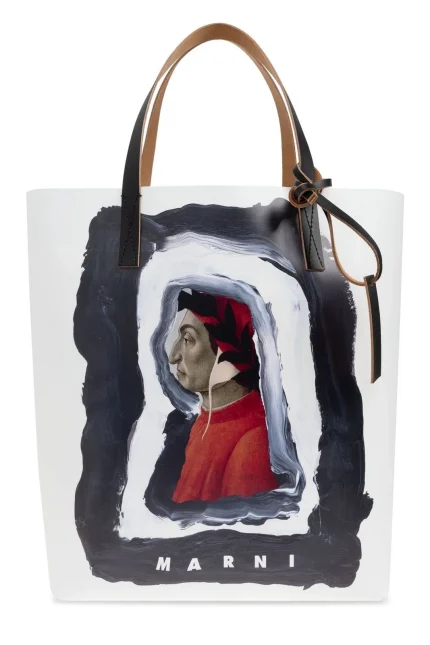 Marni Illustration Printed Top Handle Bag