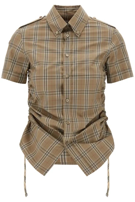 Burberry Checked Drawstring Hem Shirt