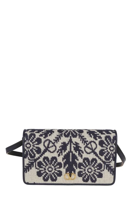 Valentino VLogo Plaque Foldover Top Clutch Bag