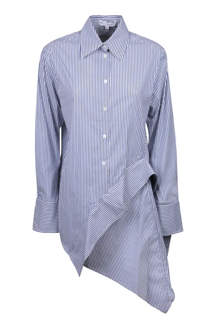 JW Anderson Striped Long-Sleeved Asymmetric Draped Shirt