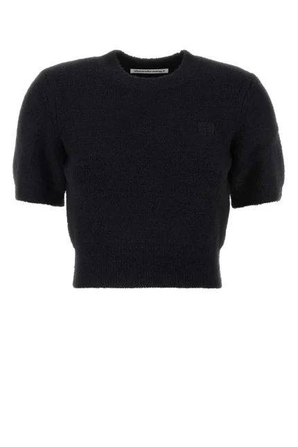 T By Alexander Wang Logo Embroidered Cropped Top