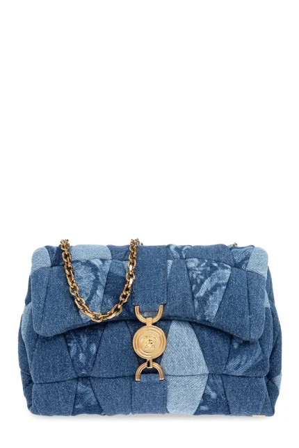 Versace Quilted Denim Shoulder Bag