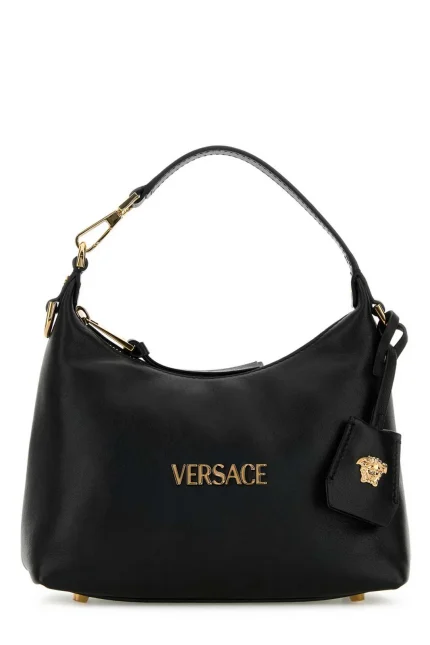 Versace Logo Plaque Zipped Shoulder Bag