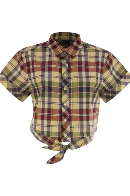 Polo Ralph Lauren Cropped Plaid Tie-Front Top