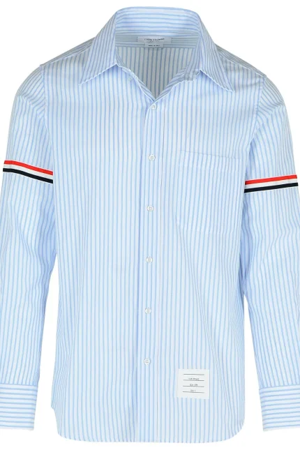 Thom Browne RWB-Striped Curved Hem Shirt