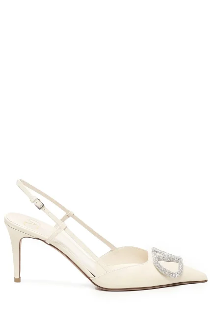 Valentino VLogo Signature Pointed Toe Slingback Pumps