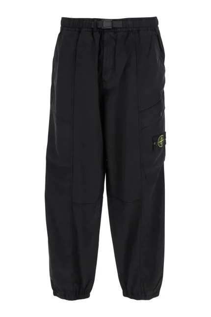 Stone Island Logo Patch Tapered-Leg Trousers