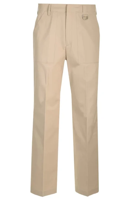 Fendi Logo Plaque Straight-Leg Tailored Pants