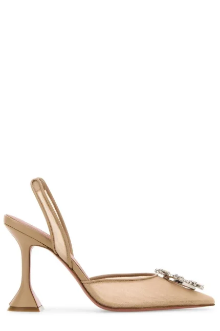 Amina Muaddi Begum Logo Plaque Pumps