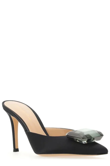 Gianvito Rossi Embellished Heeled Satin Pumps