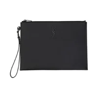 Saint Laurent Logo Plaque Zip-Up Clutch Bag