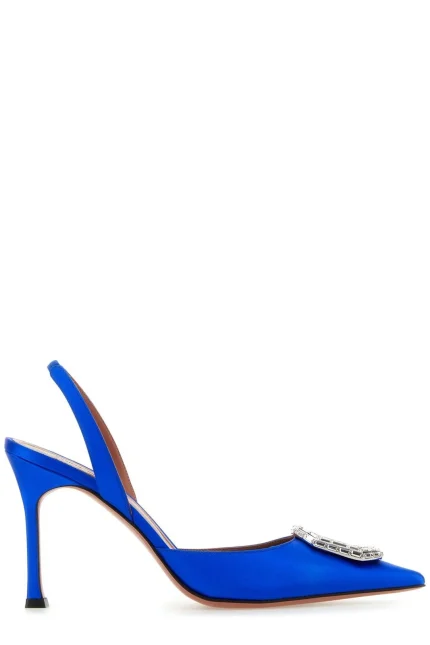 Amina Muaddi Camelia Slingback Satin Pumps