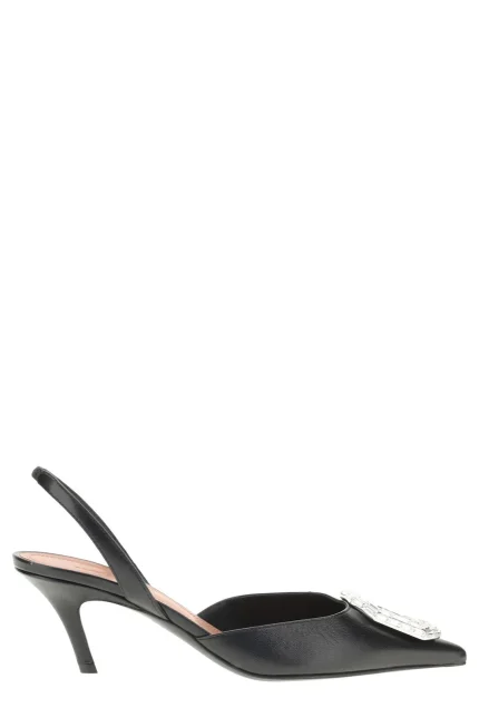 Amina Muaddi Embellished Slingback Pumps