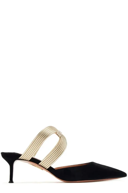 Aquazzura Esencia Pointed-Toe Slingback Pumps