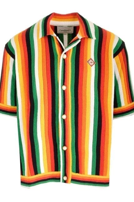 Casablanca Logo Patch Striped Towelling Shirt
