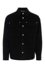 Palm Angels Logo-Printed Straight Hem Velvet Overshirt