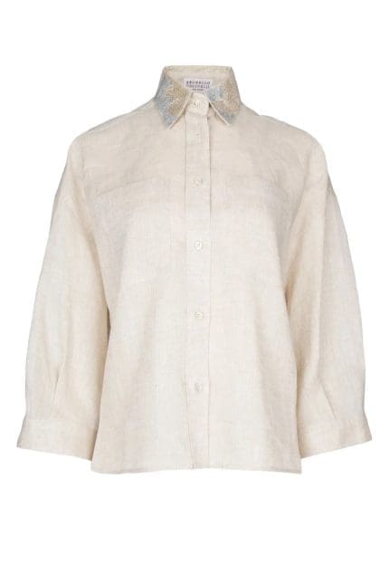 Brunello Cucinelli Three-Quarter Sleeved Button-Up Shirt