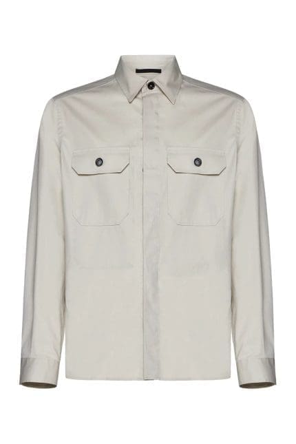 Z Zegna Curved Hem Twill Shirt
