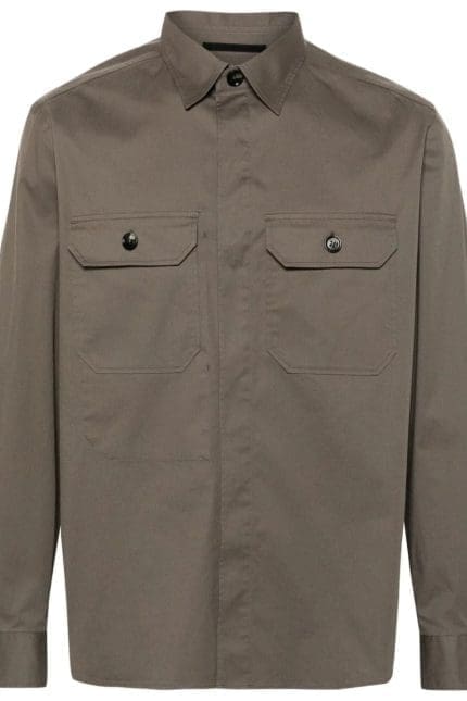 Z Zegna Curved Hem Twill Shirt
