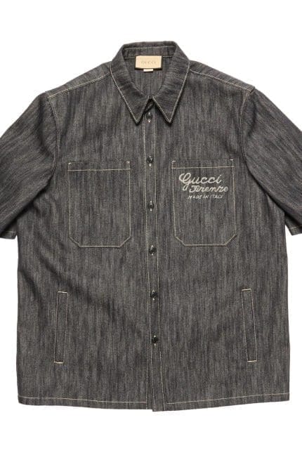 Gucci Jacquard Detail Denim Shirt