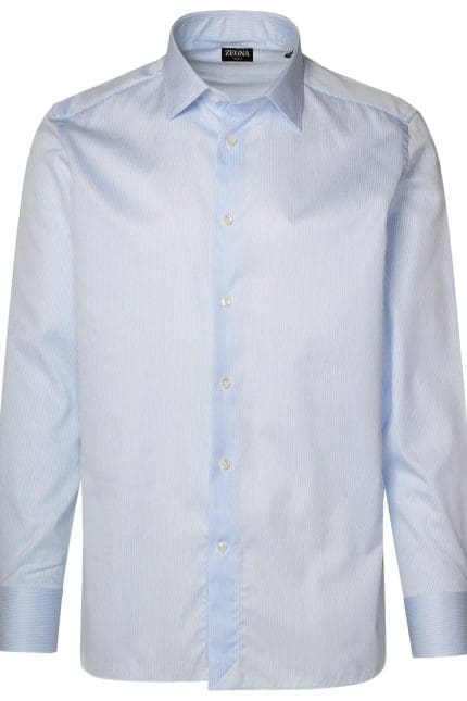 Z Zegna Long Sleevd Buttoned Striped Shirt