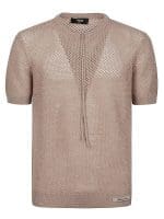 Fendi Short Sleeved Open-Knit Drawstring Jumper