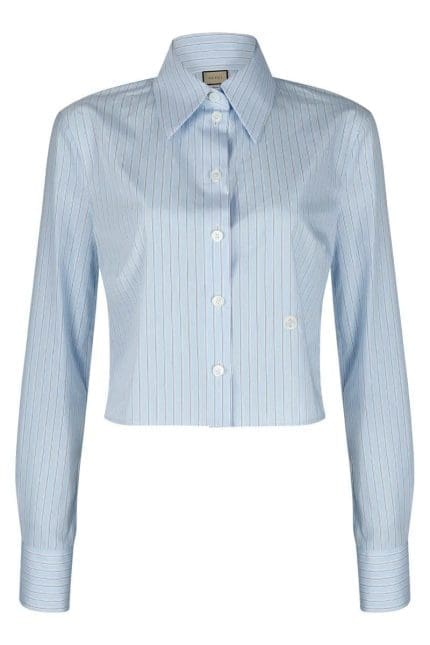 Gucci Striped Collared Long-Sleeve Shirt