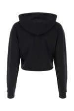Balmain Flocked Logo Cropped Hoodie