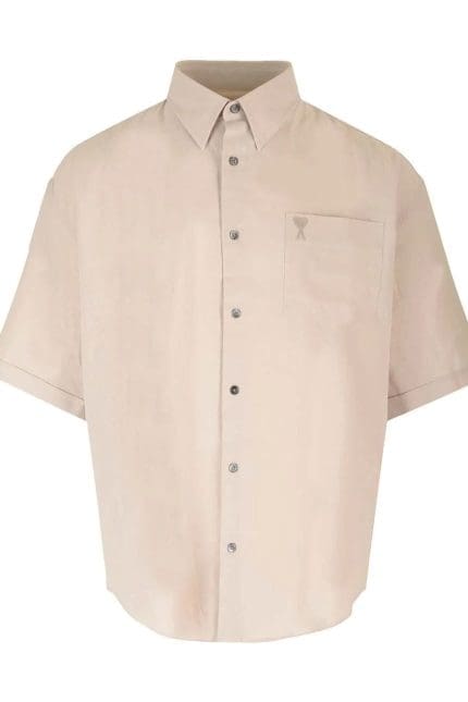 AMI Paris Ami de Coeur Logo Embroidered Short-Sleeved Shirt