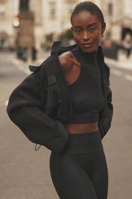 Ribbed Sea Coast Cropped Turtleneck Tank