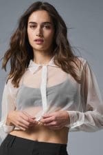 Sheer Cropped Take Me Out Button Up