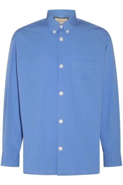 Gucci Logo Embroidered Long-Sleeve Shirt