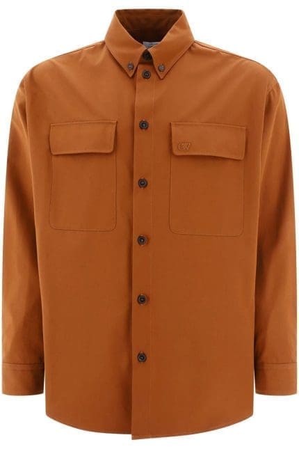 Off-White Ow Emb Cotgab Milit Curved Hem Shirt