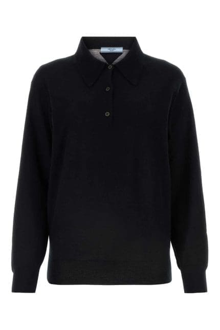 Prada Long Sleeved Knitted Polo Shirt