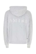 Amiri Logo Printed Distressed Zipped Hoodie
