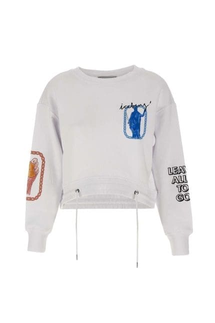 Iceberg Graphic Printed Cropped Crewneck Sweatshirt