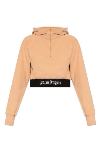 Palm Angels Logo Waist Cropped Sweatshirt