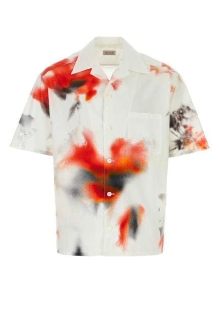 Alexander McQueen Obscured Flower Buttoned Bowling Shirt